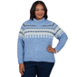 Plus Size Skyes the Limit Icy Blue Sparkle Fair Isle Sweater - image 1