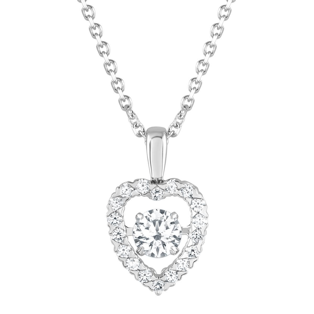 Sterling Silver Lab Grown Diamond Heart Pendant