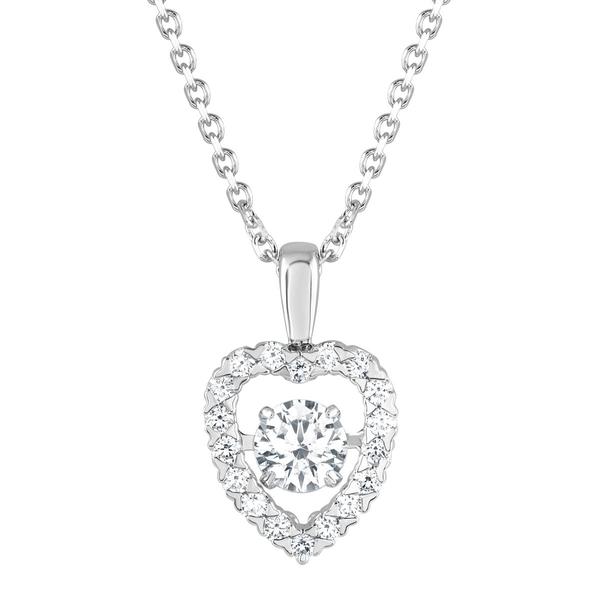 Sterling Silver Lab Grown Diamond Heart Pendant - image 