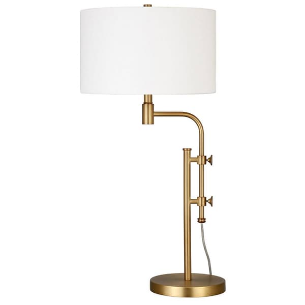 HomeRoots 32in. Brass Metal Adjustable Table Lamp