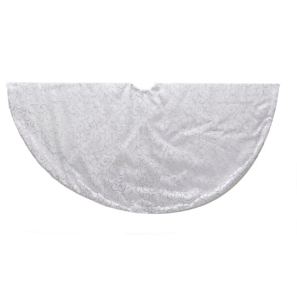 Kurt S. Adler 48in. Silver Glitter Swirl Tree Skirt - image 