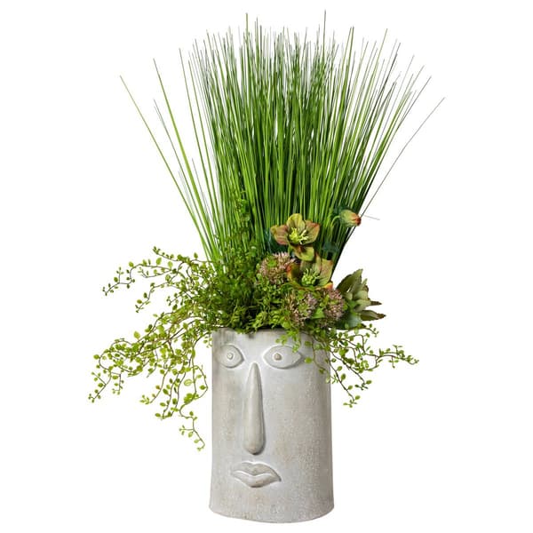 Northlight Seasonal Large Abstract Face Ceramic Planter