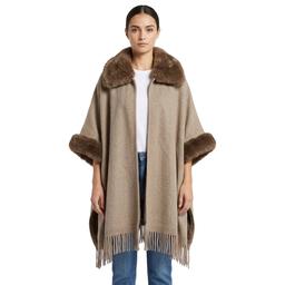 Womens Modena Faux Fur with Snap Closure Ruana