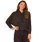 Womens Democracy Long Sleeve Tie Collar Bubble Hem Mix Media Kni - image 1