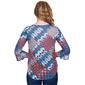Petite Ruby Rd.Must Haves II Mixed Bohemian Geo Patchwork Blouse - image 2