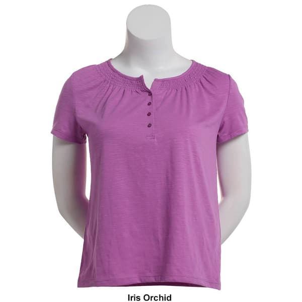 Petite Hasting & Smith Short Sleeve Solid Peasant Tee