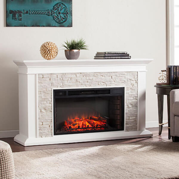Southern Enterprises Faux Stacked Stone Electric Fireplace - image 