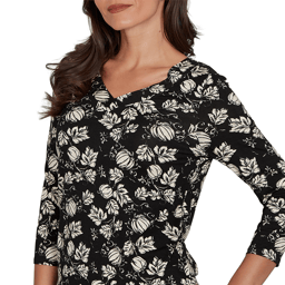 Petite Emaline Key Items 3/4 Sleeve V Neck Pumpkin Tee