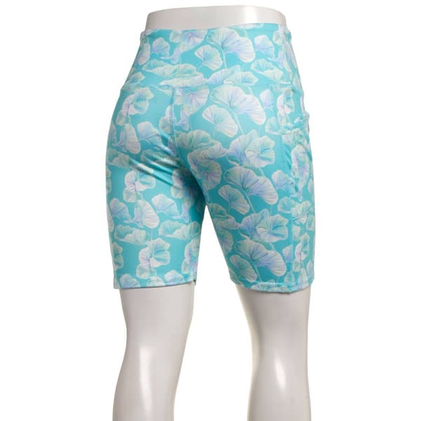 Womens Starting Point® Blooms Bike Shorts - Aqua