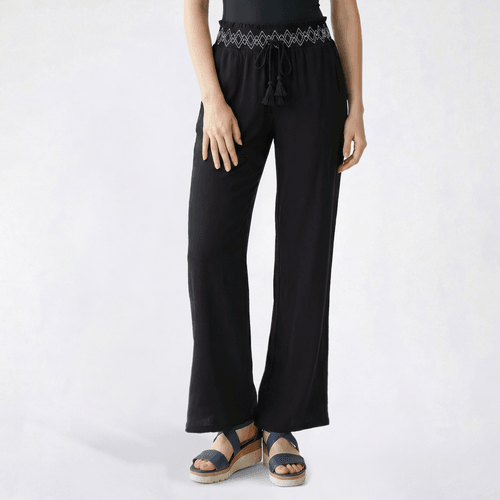 Juniors Derek Heart High Rise Smock Embroidered Waistband Pants