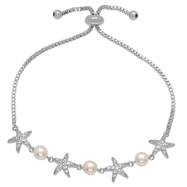 Gemstone by Gianni Argento Pearl & Starfish Adjustable Bracelet - image 