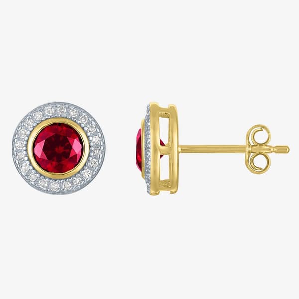 Nova Star(R) Lab Grown Diamond & Created Ruby Halo Stud Earrings - image 