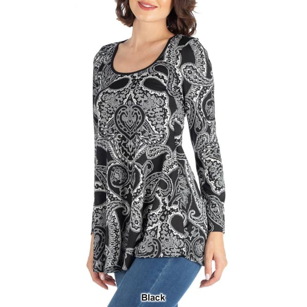 Womens 24/7 Comfort Apparel Long Sleeve Paisley Tunic