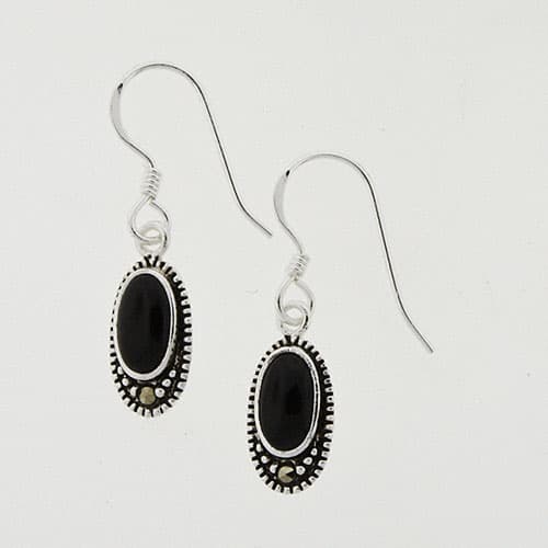 Marsala Oval Onyx Fishhook Earrings - image 