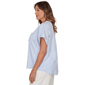 Plus Size Hearts of Palm Aqua Fresh Short Sleeve Stripe Blouse - image 4