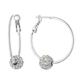 Athra Fine Silver Plated Hoop w/ Crystal Ball Earrings