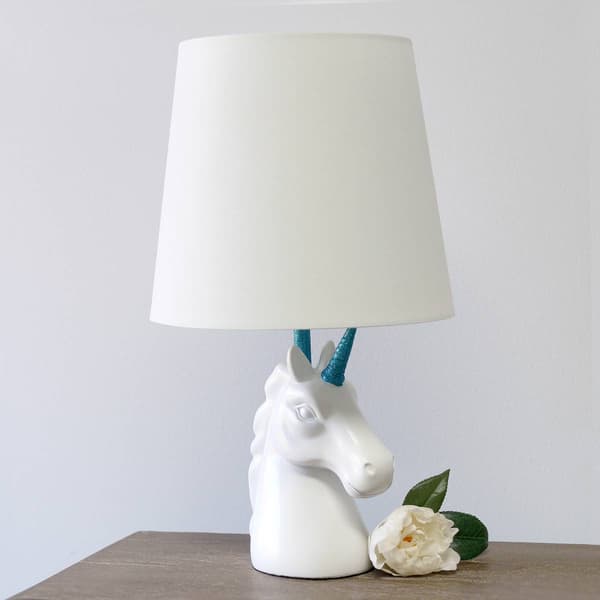 Simple Designs Sparkling Unicorn Table Lamp w/Shade