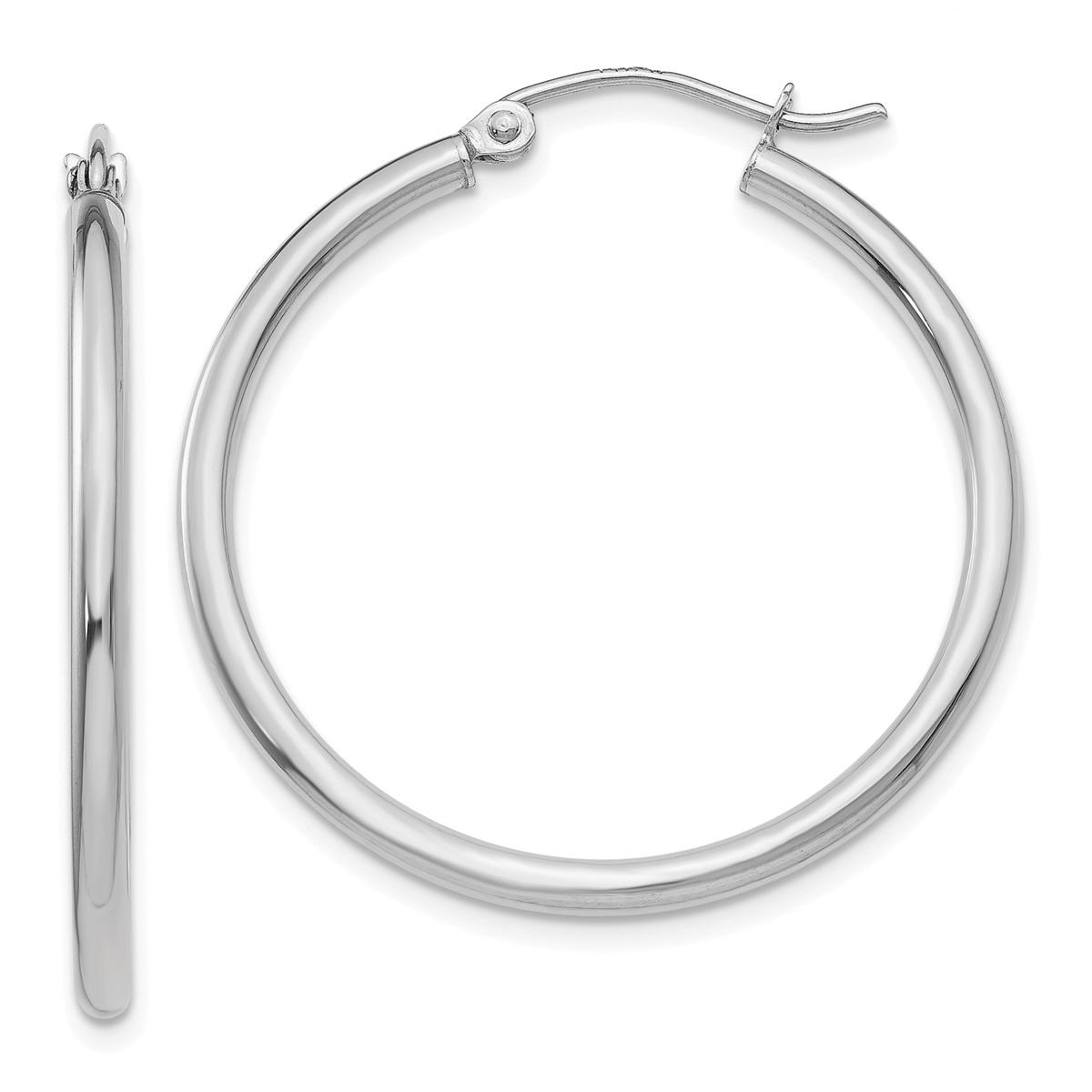 Gold Classics™ 14kt. White Gold 30mm. Tube Hoop Earrings