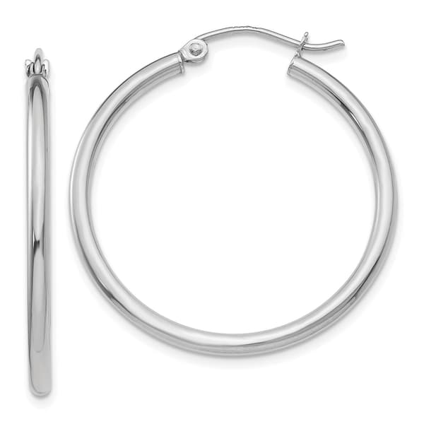 Gold Classics(tm) 14kt. White Gold 30mm. Tube Hoop Earrings - image 