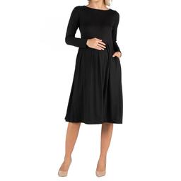 Womens 24/7 Comfort Apparel Fit and Flare Maternity Midi Dress