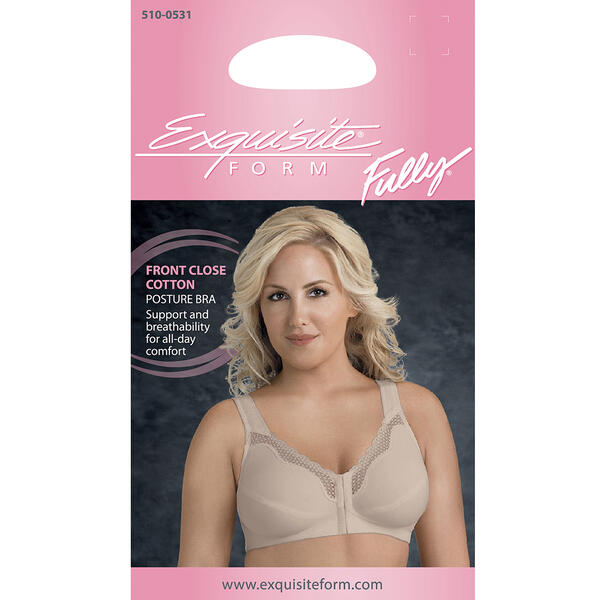 Exquisite Form Posture Cotton Non-Wired Front Hook Bra - Plus Size