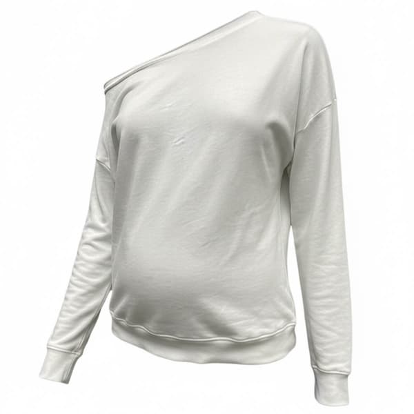 Womens Maternity Times Two Off the Shoulder Solid Sweatshirt - image 