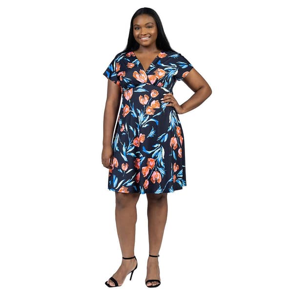 Plus Size 24/7 Comfort Apparel Tulip V-Neck Empire Waist Dress - image 