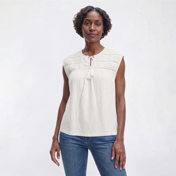 Womens Angels Forever Young Delilah Sleeveless Lace Eyelet Blouse - image 
