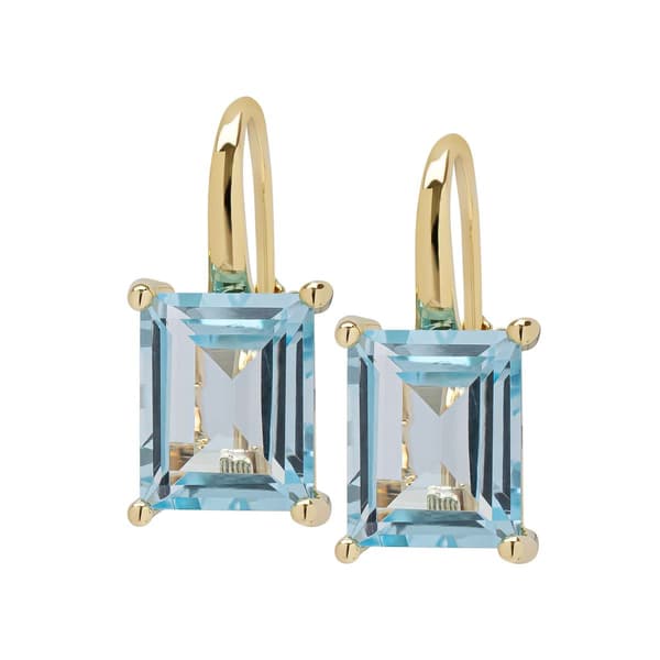 Gianni Argento Blue Topaz Emerald-Cut Leverback Earrings - image 