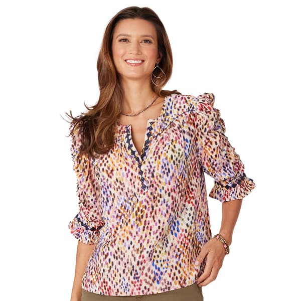 Womens Democracy Embroidered Sleeve Blouse - Boscov's