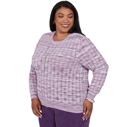 Plus Size Alfred Dunner Vail Space Dye Rib Knit Sweater