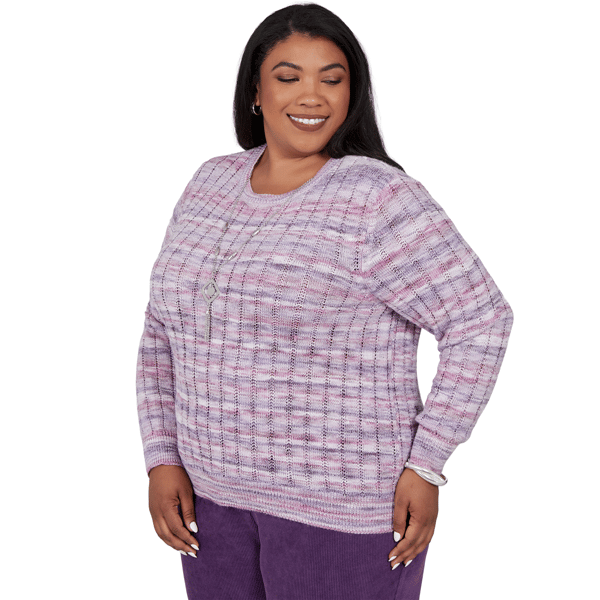 Plus Size Alfred Dunner Vail Space Dye Rib Knit Sweater
