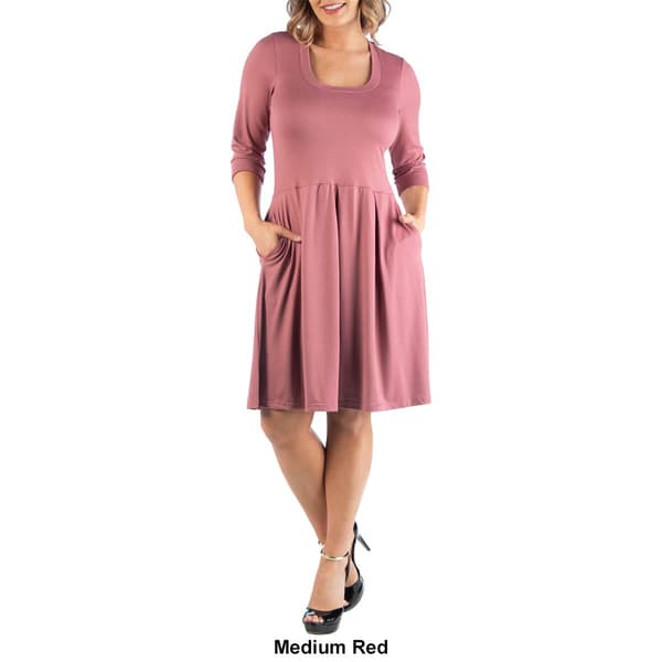 Plus Size 24/7 Comfort Apparel Elbow Sleeve Pocket Shift Dress
