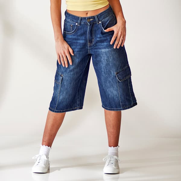 Juniors YMI Denim Capri Cargo Jorts - image 