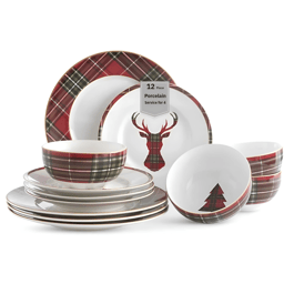 222 Fifth Wexford Red 12pc. Set Porcelain Dinnerware Set