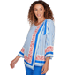 Womens Ruby Rd. Set Sail 3/4 Sleeve Stripe Scarf Blouse - image 3