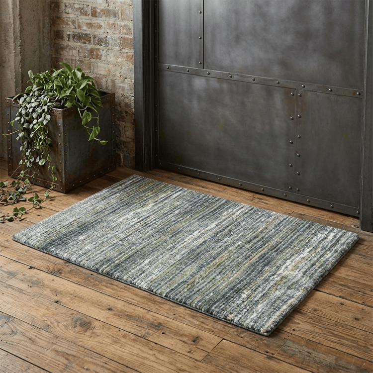 HomeRoots Green & Blue Geometric Distressed Accent Rug