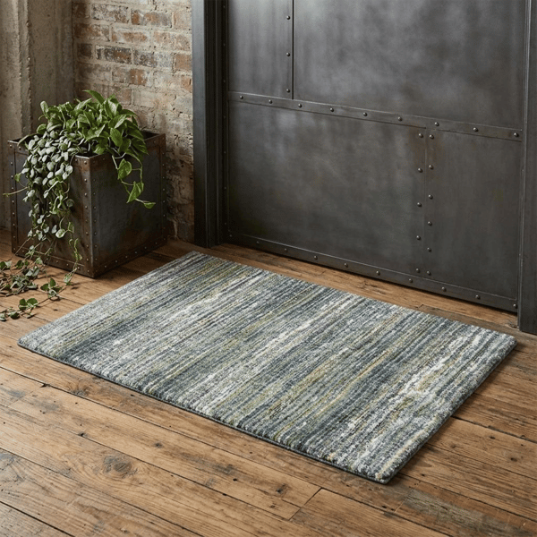 HomeRoots Green & Blue Geometric Distressed Accent Rug