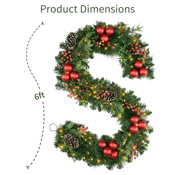 Puleo International 6ft. LED Pinecone & Berries Adorned Garland
