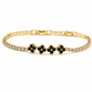 Saffron 18kt. Gold-Plated Black CZ Flower Bracelet - image 1