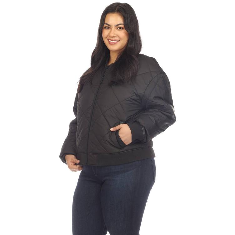 Plus Size White Mark Lightweight Diamond Quilted Puffer Jacket