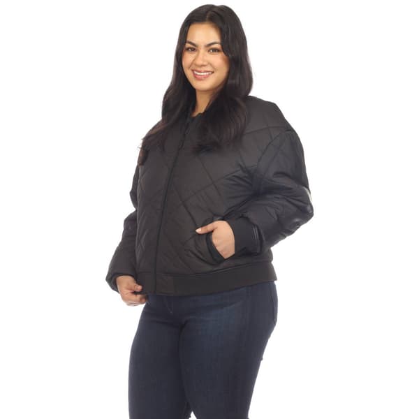 Plus Size White Mark Lightweight Diamond Quilted Puffer Jacket