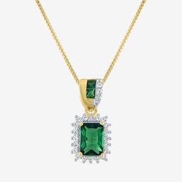 Gemstone Classics(tm) Lab Created Emerald & White Sapphire Pendant