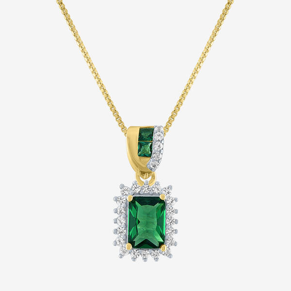 Gemstone Classics&#40;tm&#41; Lab Created Emerald & White Sapphire Pendant - image 