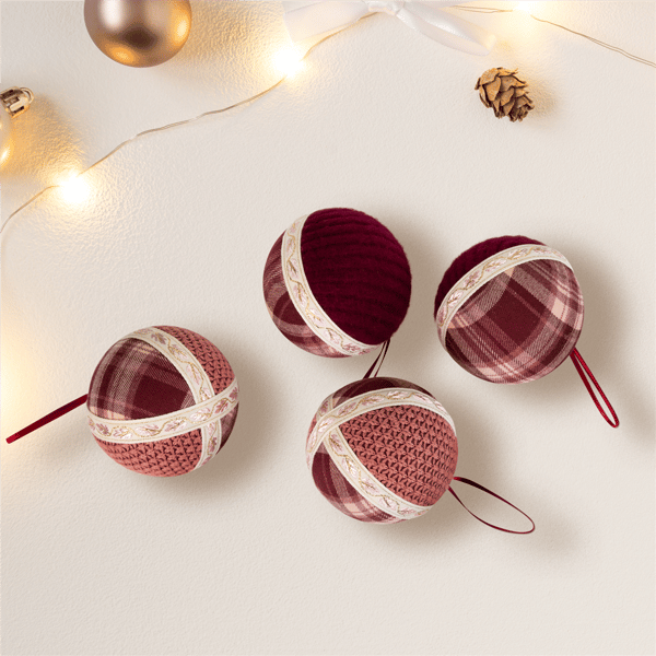 Northlight 4ct. Plaid & Knitted Christmas Ball Ornaments