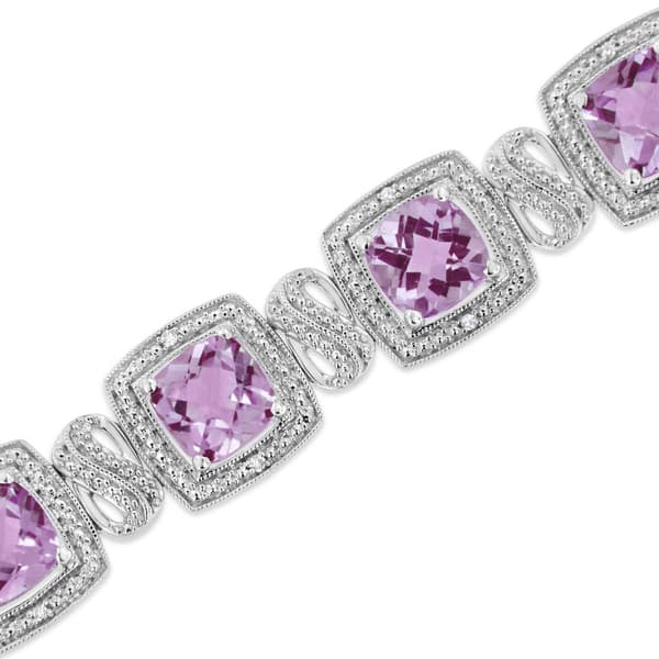 Haus of Brilliance Purple Amethyst & 1/10ctw.. Diamond Bracelet