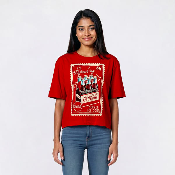 Juniors Freeze Coke Postage Stamp Boxy Tee - image 
