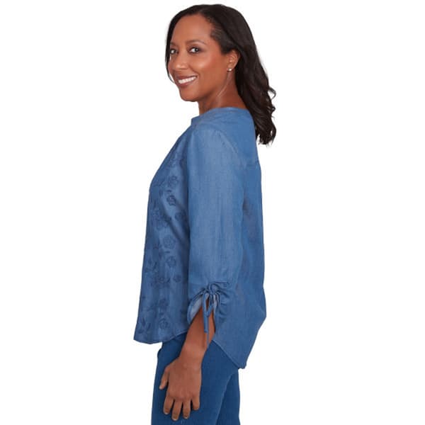 Petite Alfred Dunner Free Spirit 3/4 Sleeve Floral Blouse