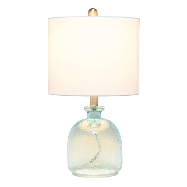 Lalia Home Classix Hammered Glass Jar Table Lamp w/Linen Shade