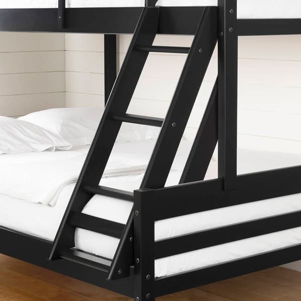 South Shore Fakto Matte Black Twin on Full Wood Bunk Bed